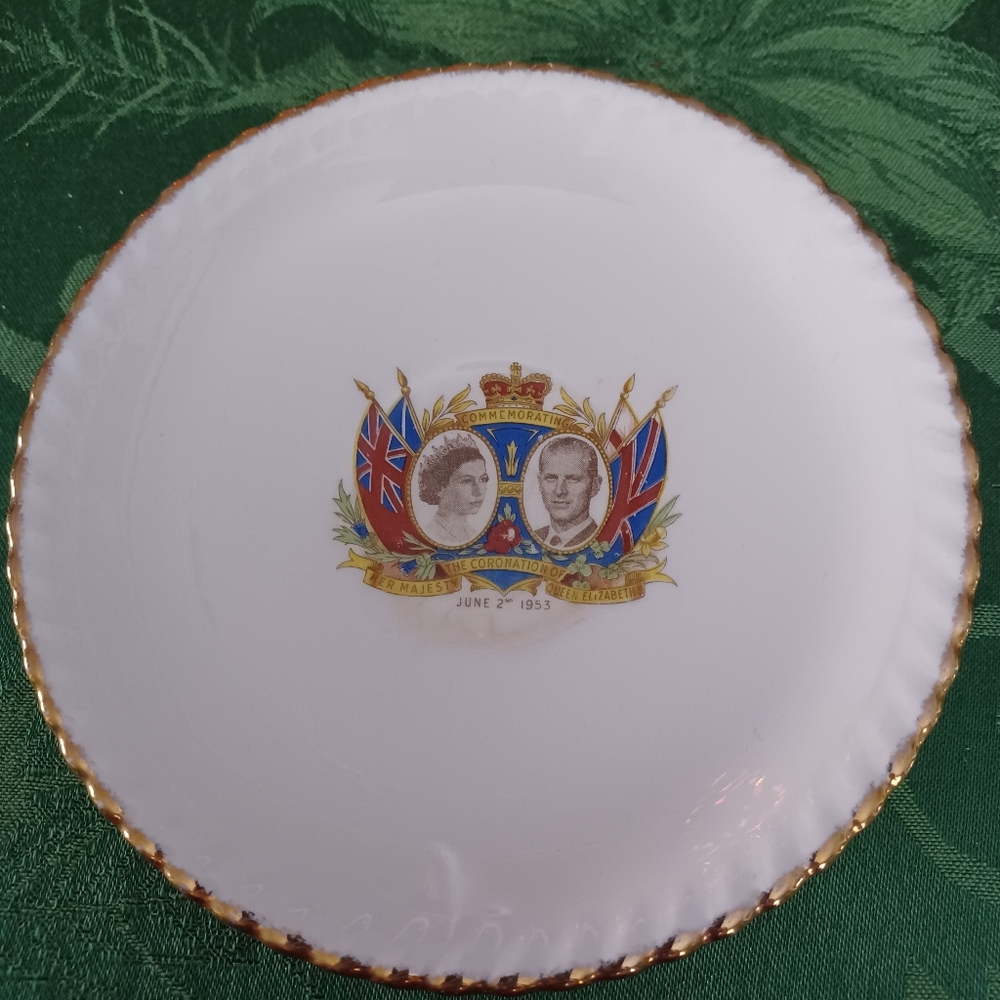 Vintage 1953 Sovereign Potters of Canada Queen Elizabeth Coronation Saucer